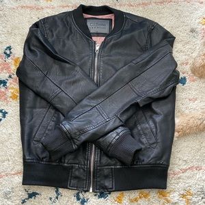 Vegan leather bomber jacket